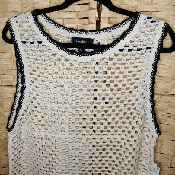 Karen Kane In The Garden Celine Crochet Flower  Sweater Tank in Natural NWT M/L - Picture 4 of 9